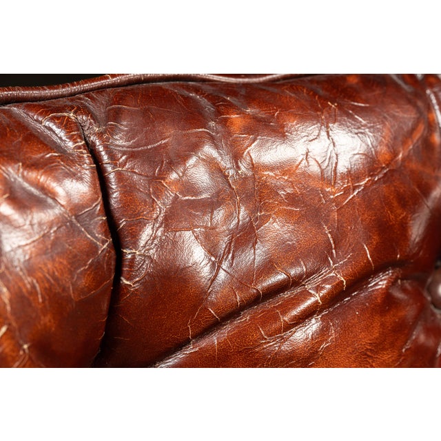 Vintage Tufted Leather Chesterfield Armchair and Ottoman by Hickory Chair For Sale - Image 15 of 15