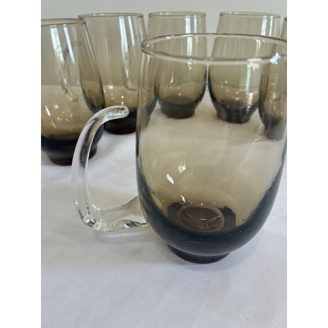 1970s Mid-Century Modern Libbey “Tempo” Smoked Ombre Glass Mugs – Set of 6 For Sale - Image 9 of 11