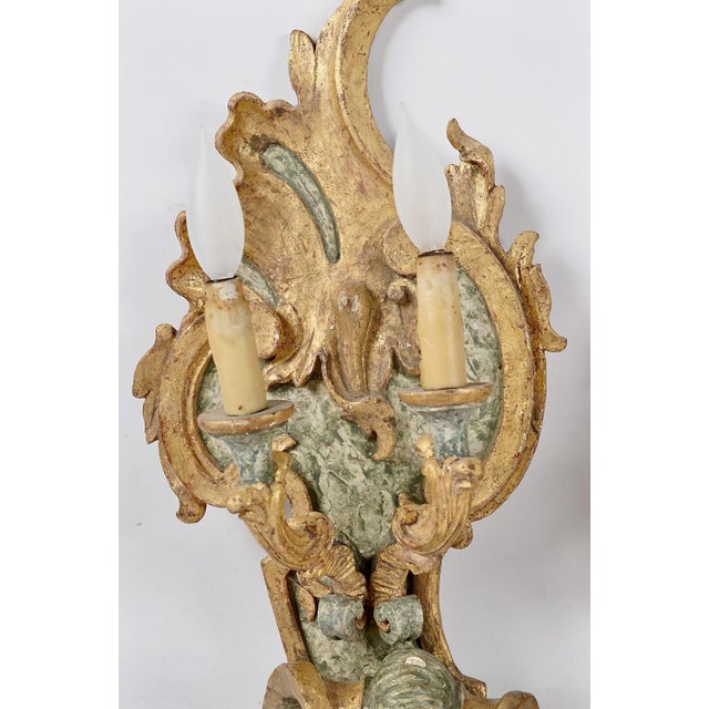 18th Century Italian Giltwood Sconces - Pair For Sale - Image 4 of 11