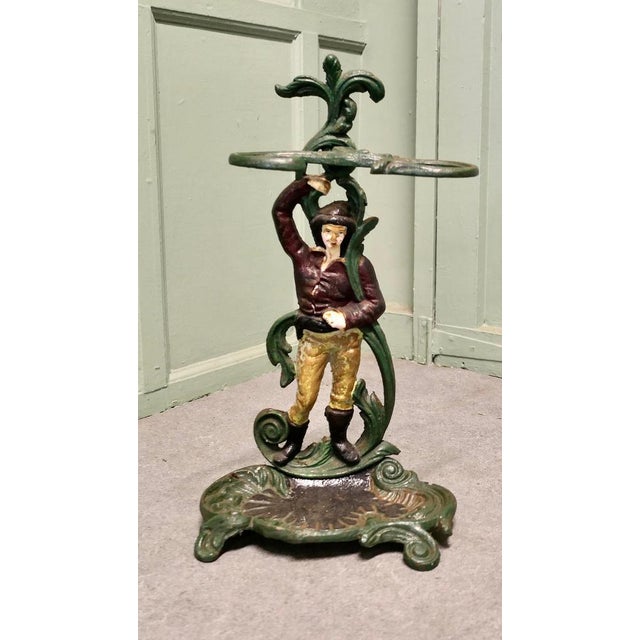 French Cast Iron Figural Umbrella Stand Colourful French Cast Iron Umbrella Stand, this is a beautifully detailed piece...
