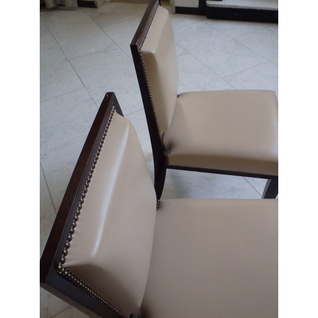 Beige Beige Leather Side Chairs with Brass from the Hotel Baur Au Lac Zurich, 1980, Set of 2 For Sale - Image 8 of 18