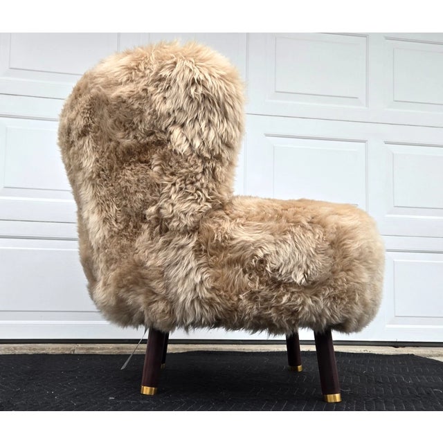 Hollywood Regency Natures Collection Ethan Puffy Lounge Chair, New Zealand Sheepskin For Sale - Image 3 of 13
