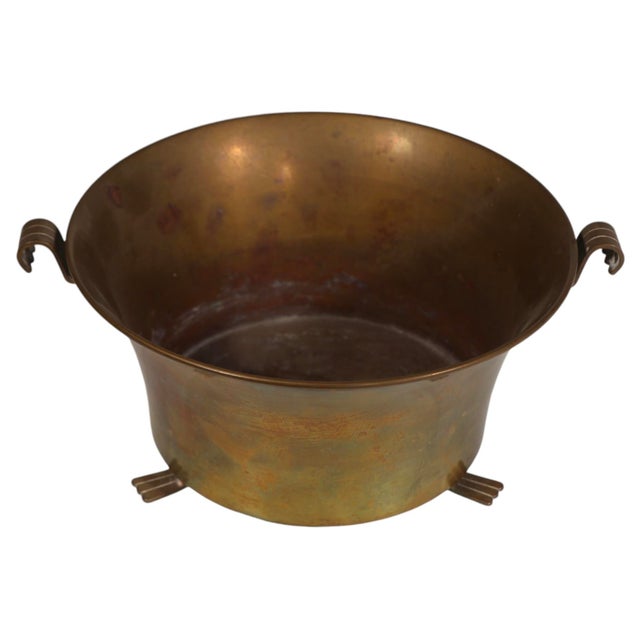 Mid-Century Modern Swedish Art Deco Brass Footed Bowl by Oh Lagersted C. 1920's For Sale - Image 3 of 9