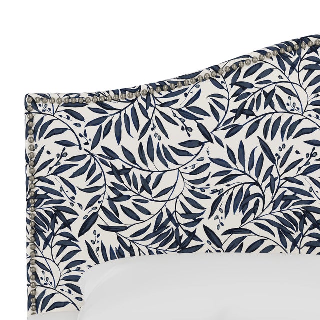 Transitional Ashland Bed in Blue Voysey Vine, California King For Sale - Image 3 of 6