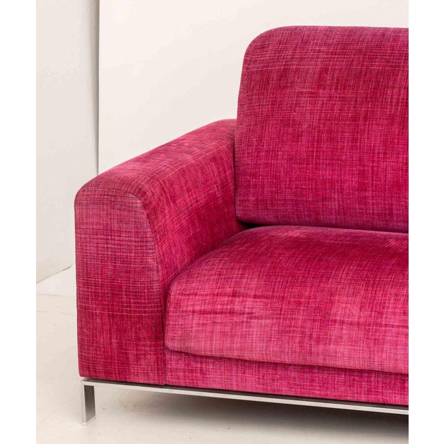 Modern Modern Magenta Pink Chenille Upholstered Sofa For Sale - Image 3 of 7