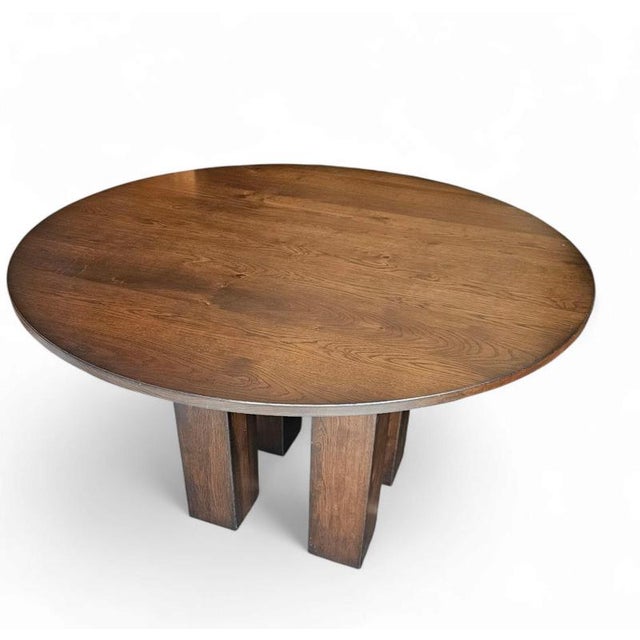 Round Oak Dining Table, 1980s For Sale - Image 5 of 18