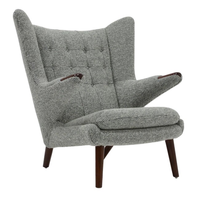 Hans J. Wegner Ap19 Papa Bear Chair in Maharam Wool Boucle For Sale