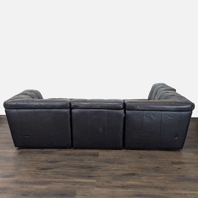 Chateau D’Ax Brown Leather Sectional Sofa - Modern L-Shaped Couch For Sale - Image 4 of 8