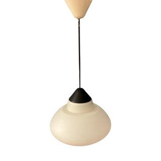 Vintage Opaline Glass Pendant Lamp attributed to Louis Kalff for Philips For Sale