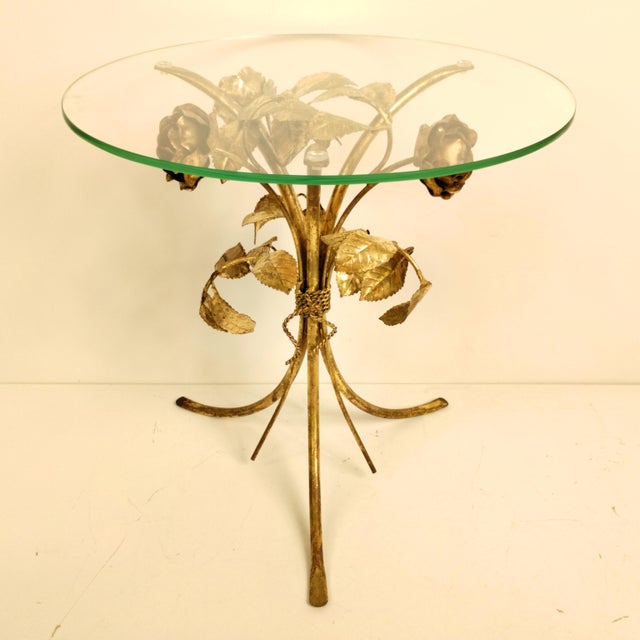 Vintage Hollywood Regency Metal Rose Side Table by Hans Kogl, 1970s For Sale - Image 10 of 13