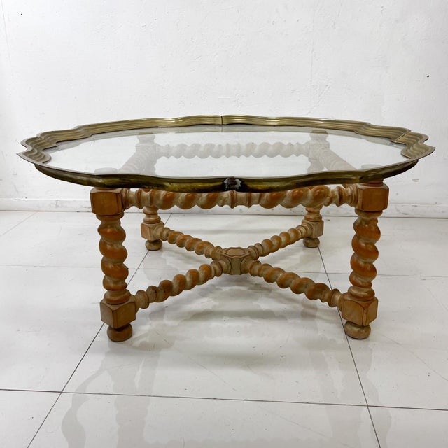 Baker Furniture Company 1970s English Oak Barley Twist Cocktail Table Michael Taylor Baker Furniture For Sale - Image 4 of 8
