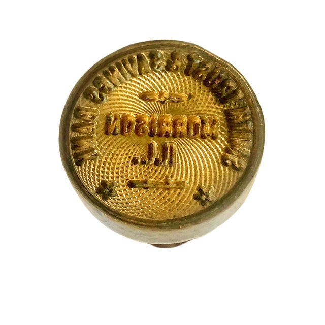 Wood Vintage Smith Trust & Savings Bank, Morrison, Ill. Teller Endorsement Stamp For Sale - Image 7 of 7