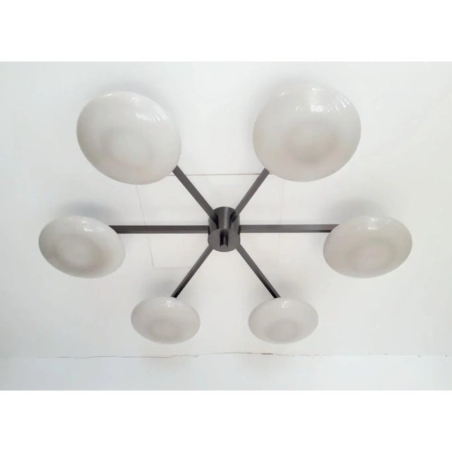 Fabio Ltd Sei Satin Black Nickel Gray Glass Flush Mount by Fabio Ltd For Sale - Image 4 of 7