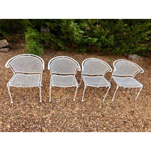 1970s Woodard “On the Terrace” Wrought Iron Patio Dining Set by Carolina Forge, Set of 5 For Sale - Image 10 of 12