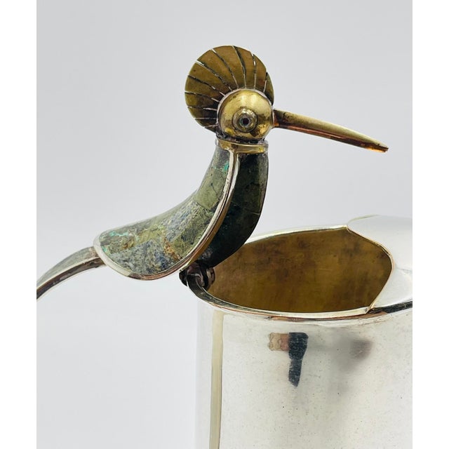 1960s Los Castillo "Bird of Paradise" Pitcher, Mexican Modern Silversmithing For Sale - Image 15 of 18