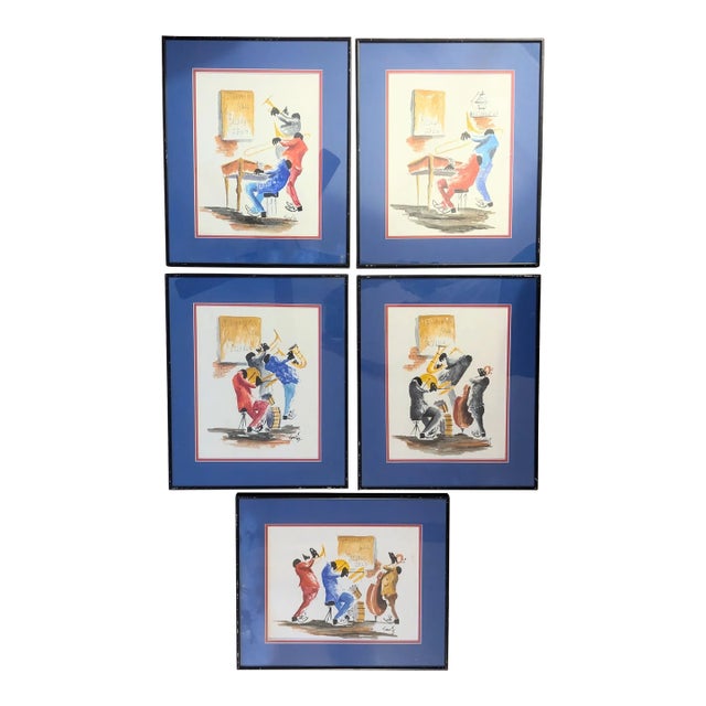 Original Paintings by Ken Touzet of Jazz Band Scene For Sale