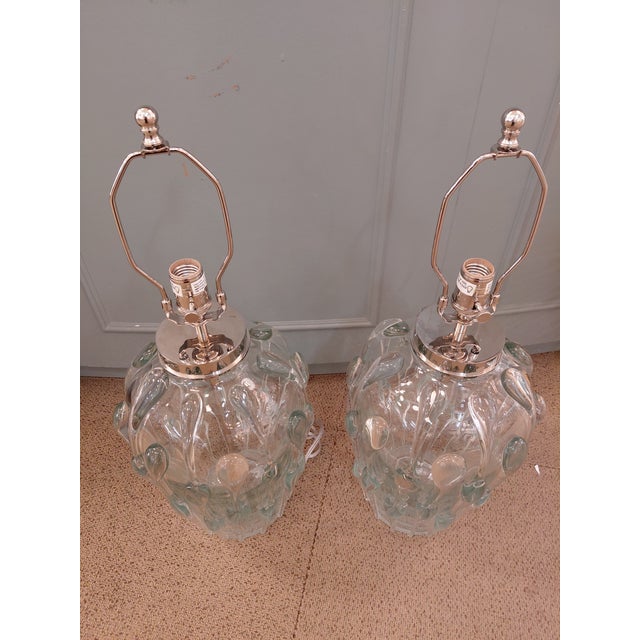 Pair of Vaughan "Pavia" Hand-Blown Crystal Glass Table Lamps, Model tg0080.ni For Sale In Atlanta - Image 6 of 10