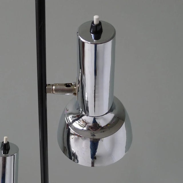 Floor Lamp with Movable Chrome & Black Cylindrical Shades, 1960s For Sale - Image 4 of 11