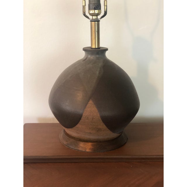 David Cressey Vintage Mid-Century Large Flame Glaze Studio Pottery Lamp For Sale - Image 4 of 11