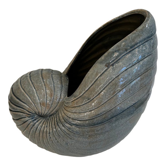 Large Ceramic Grey Nautilus Shell Sculpture For Sale