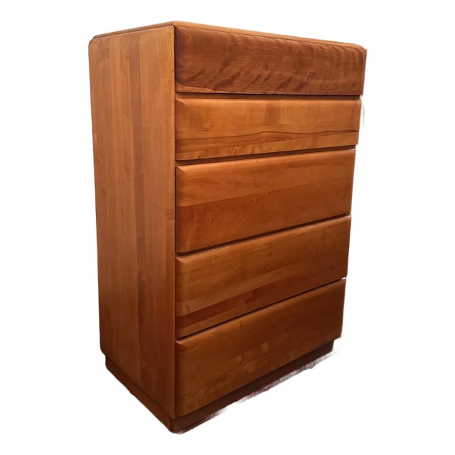 Mid 20th Century Russel Wright 5-Drawer Maple Highboy Dresser Star Dust 515 for Heywood Wakefield For Sale