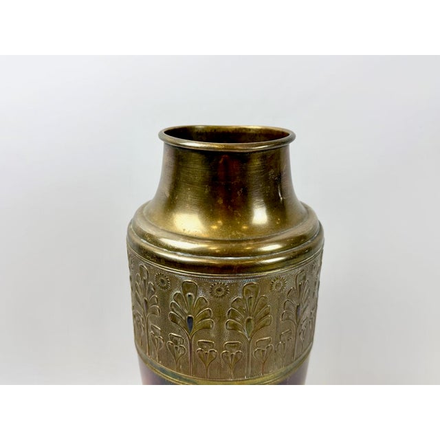 Antique Jugendstill Vase in Brass, 1900s For Sale - Image 6 of 14