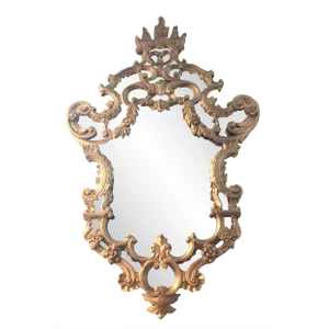 The 1950s Rococo Large Italian Gilt Wood Carved Mirror