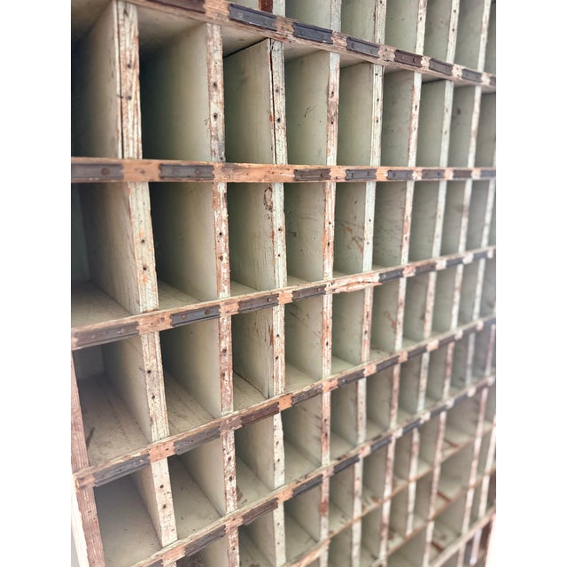 Antique Industrial Wooden Printer’s Type Case Cabinet With 120 Compartments – Original Painted Finish For Sale In Atlanta - Image 6 of 6