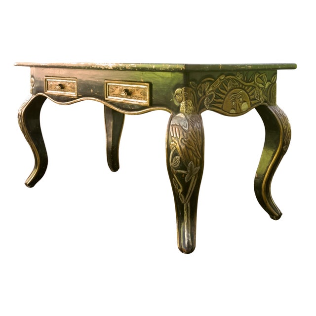Hand Carved Desk With Jungle Motifs, Early 20th Century For Sale - Image 4 of 7