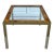 1960's Brass, Burl-Wood and Glass Parsons Side Table For Sale