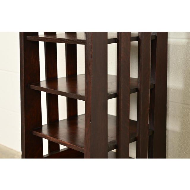 Wood Stickley Brothers Style Antique Mission Oak Arts & Crafts Bookstand or Magazine Rack, Newly Refinished For Sale - Image 7 of 12