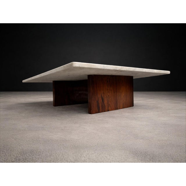 Mid-Century Modern Limestone Coffee Table by Jorge Zalszupin, Rosewood & Marble, Brazil, 1959 - Lot 553A For Sale - Image 3 of 16