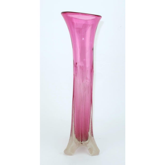 Neal Drobnis Sand Cast Magenta Art Glass Vase, 1997 For Sale - Image 12 of 18