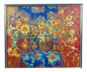 Still Life with Sunflowers Oil Painting by Nina Balagurova, 1993