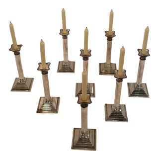 Set of 8 Silver Plate Corinthian Column Candlesticks For Sale