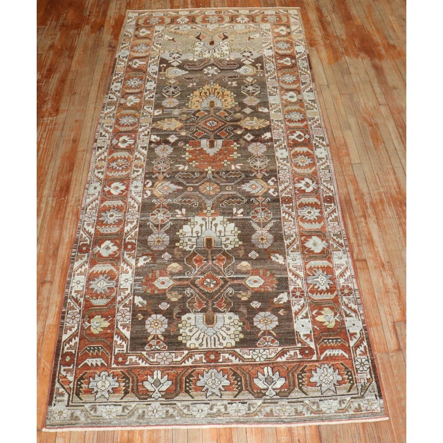 Persian Antique Zabihi Collection Persian Malayer Wide Runner - 4'6" x 10'11" For Sale - Image 3 of 10