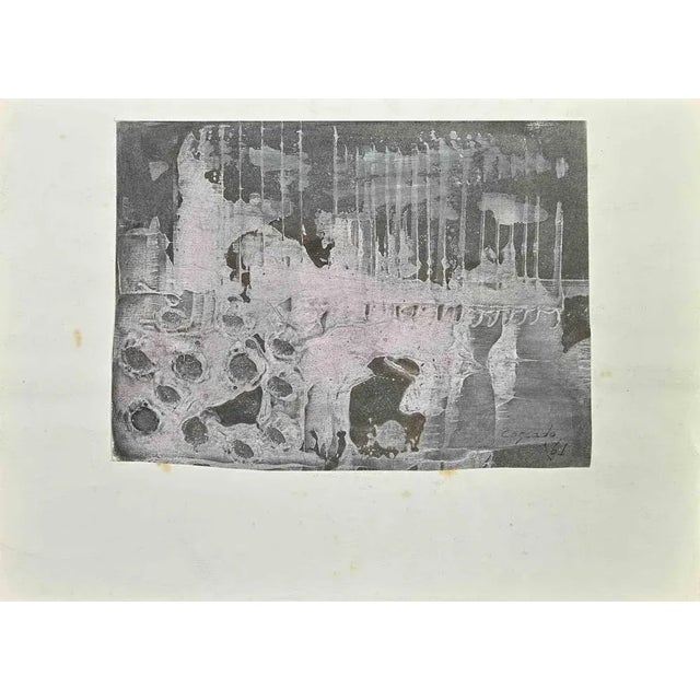 Abstract Composition is an original mixed media artwork on paper realized by Ramon Sanchez Cascado in 1961. Hand-Signed on...