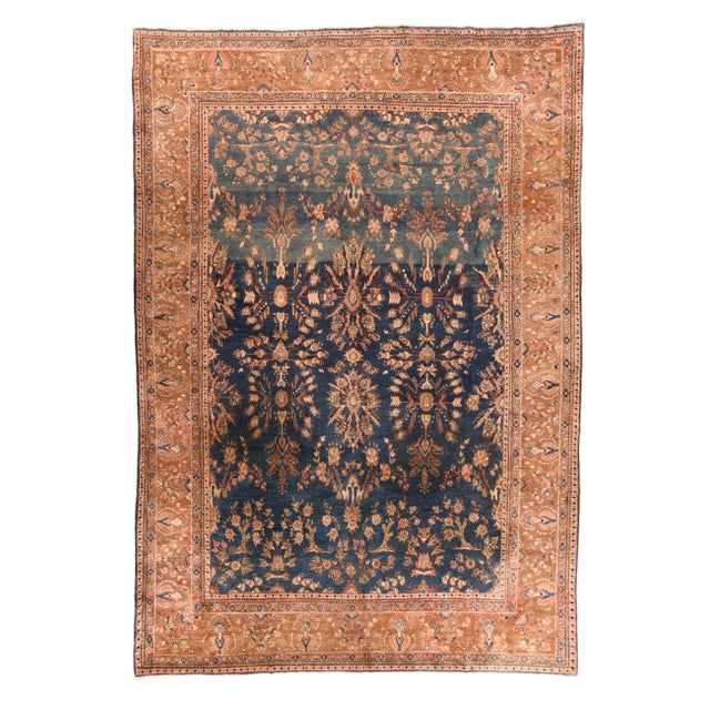 Antique Mohajeran Sarouk Rug 8'7'' X 12'5'' For Sale - Image 4 of 4