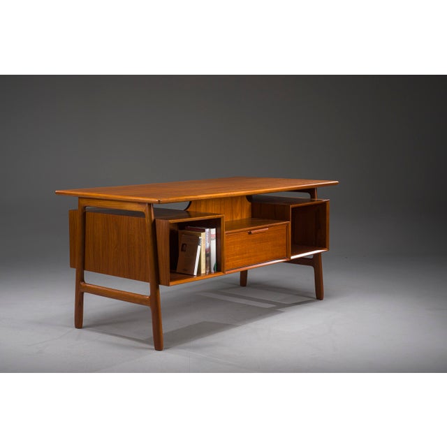 Brown Teak Model 75 Desk from Omann Jun Møbelfabrik, 1960s For Sale - Image 8 of 18