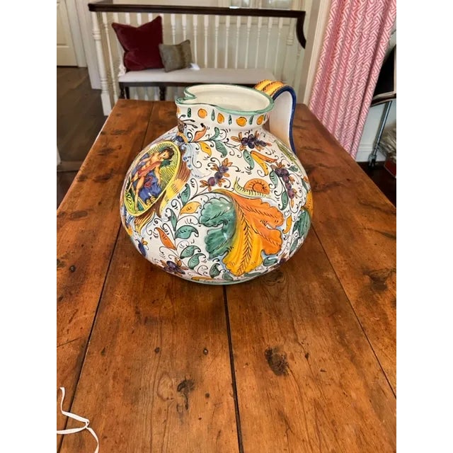 Italian 2000s Vietri Italian Hand-Painted Pitcher For Sale - Image 3 of 6