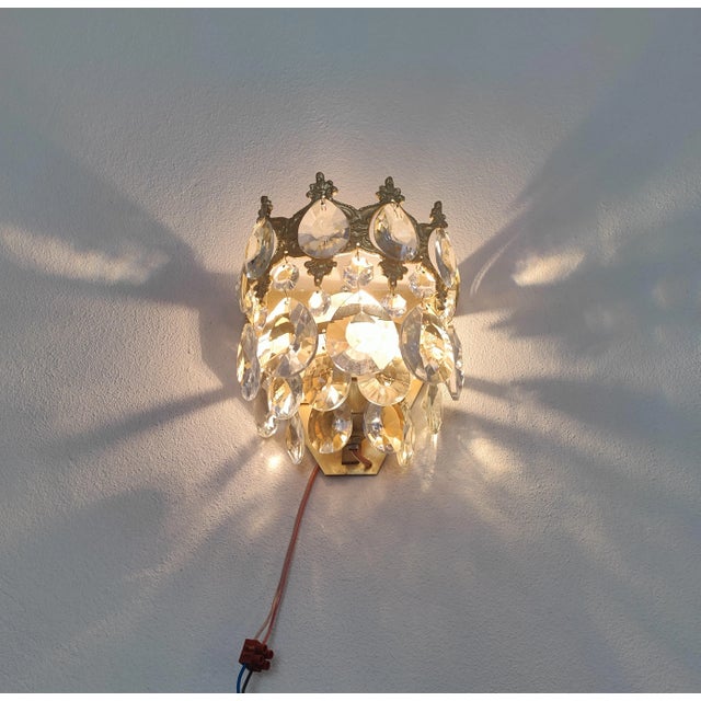 Vintage Crystal Wall Sconces Pair For Sale - Image 13 of 16