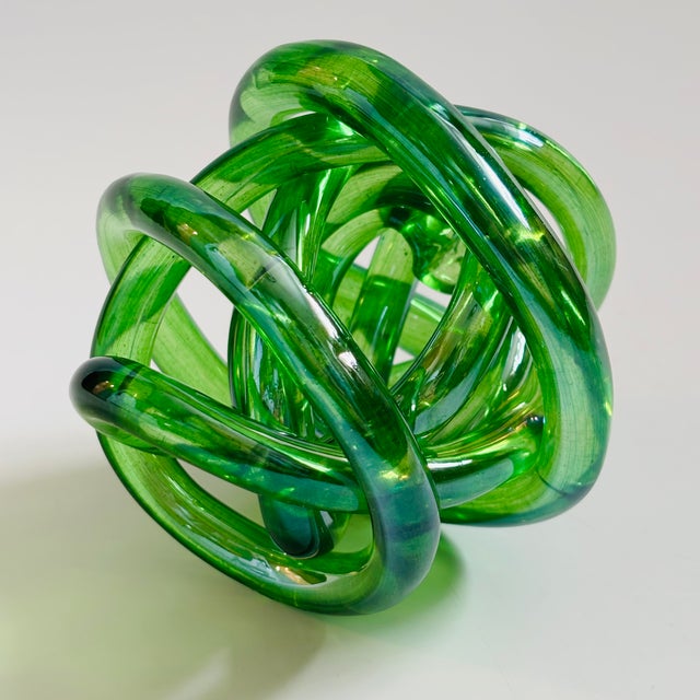 Contemporary Vintage Green Art Glass Knot For Sale - Image 3 of 8
