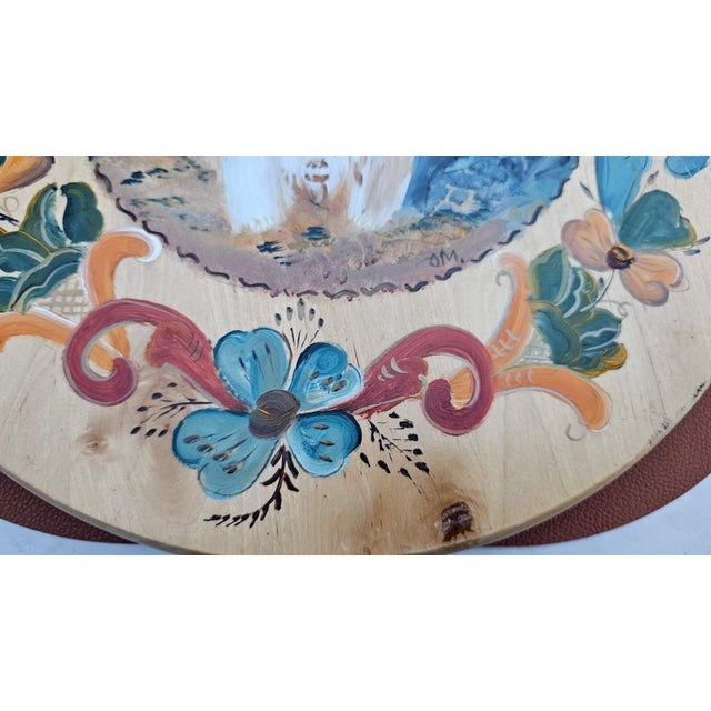 1980s Vintage Painted Wooden Rotating Tray, 1970s For Sale - Image 5 of 9