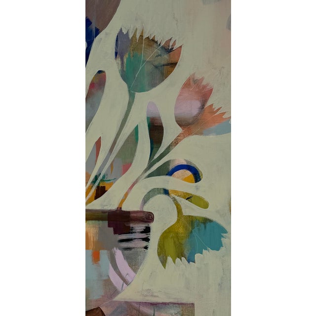 Framed Colorful Abstract Painting Titled Hothouse Flowers For Sale - Image 4 of 6