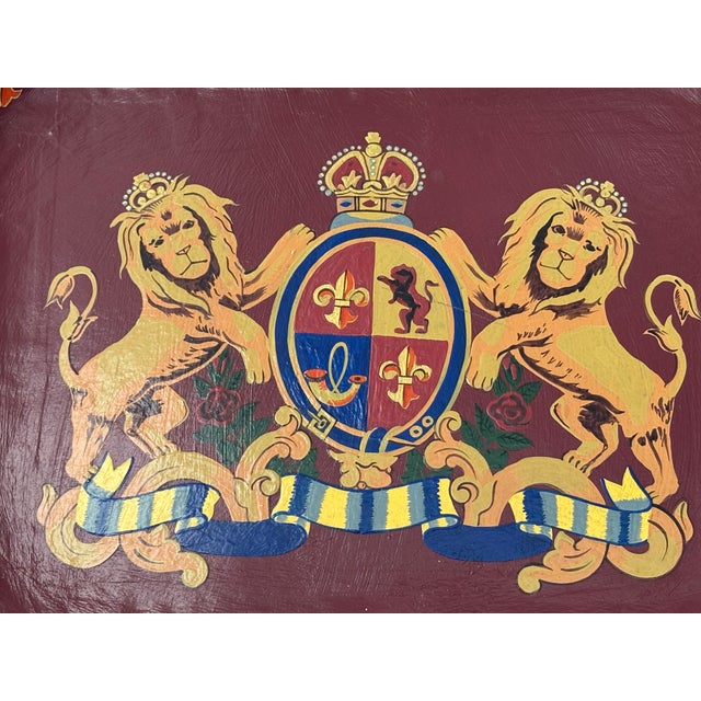 Campaign Late 20th Century British Royal Family-Inspired Crested Artisan Finished Tray Table For Sale - Image 3 of 13