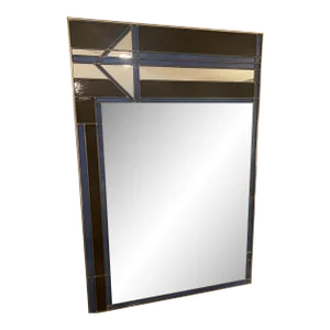1970s Monumental Stained Glass Art Deco Revival Mirror