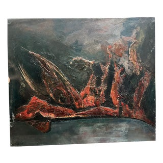 Ohayon, Red Abstraction, 1986, Oil on Canvas For Sale