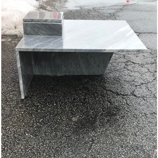 1980s Post Modern Sculptural Bardiglio Gray Marble Coffee Table For Sale In Chicago - Image 6 of 13