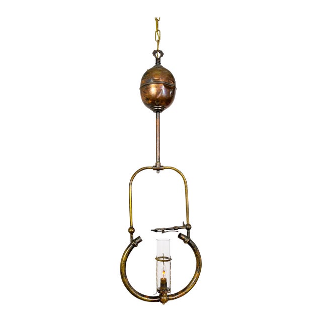 Early 20th Century Electrified Pressure Gas Pendant Lamp For Sale