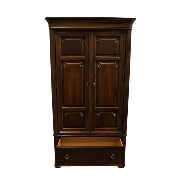 Wood Late 20th Century Stanley Furniture Solid Cherry Italian Inspired Traditional 42" Chiffonier Armoire 339-13-14 For Sale - Image 7 of 15